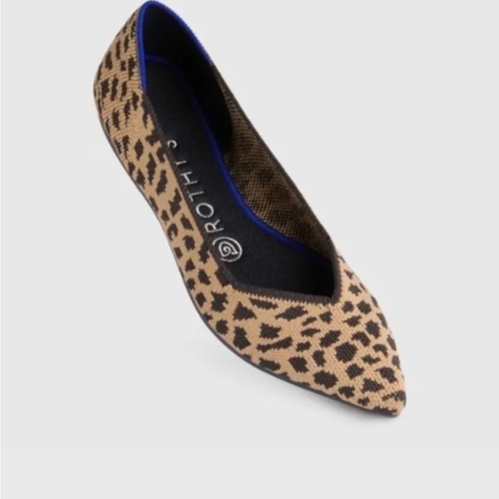 Rothy’s The Point leopard animal print flats - women’s size 8 EUC Rare